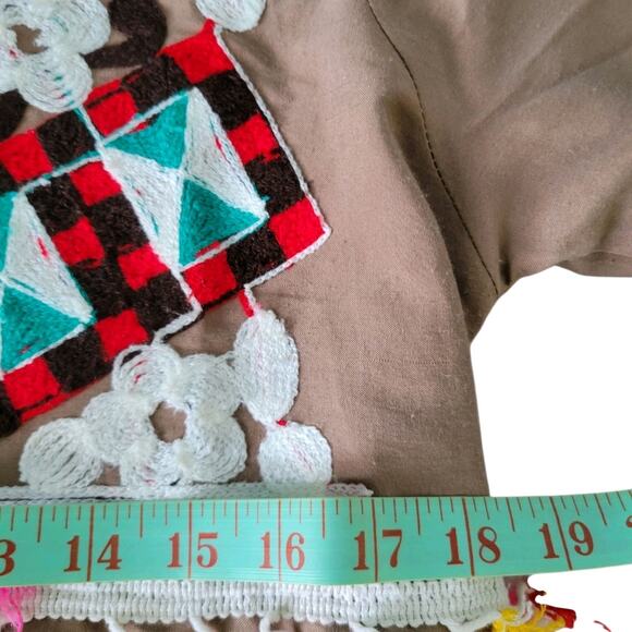 Vintage 70s Afghan Embroidery Hippie Maxi dress Tunic Bohemian Style LG - Picture 5 of 13